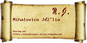 Mihalovics Júlia névjegykártya