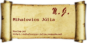 Mihalovics Júlia névjegykártya